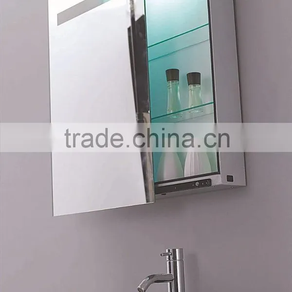 Wall Mounted Led Illuminated Bathroom Storage Cabinet With Mirror Doors, Sliding Mirror Cabinet With Shaver Socket photo-2