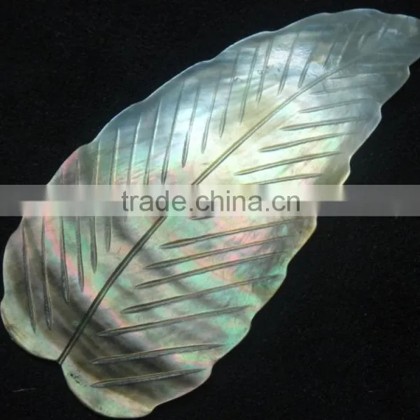Mother of Pearl (MOP) Carving Leaf Gemstone With Nice Rainbow Fire photo-3