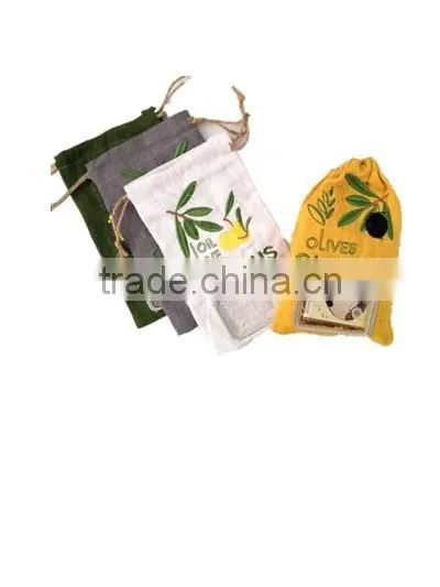 HANDMADE SMALL MINI LINEN BAG WITH SILK RIBBON photo-3