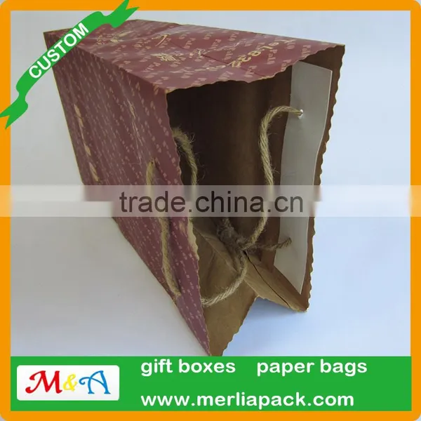 Premier Natural Kraft Shopping Bag Brown Natural String Jute Twines Hemp Rope Handles Serrated Bags photo-3
