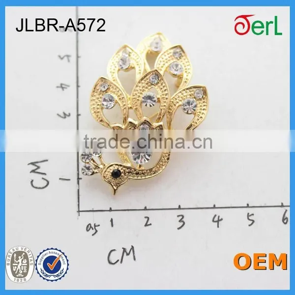 Handmade Accessories Women Brooch Big Peacock Shape Crystal Rhinestone Brooch photo-2