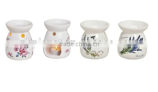 Wholesale White Ceramic Fragrance Oil Burner ,White Decal Ceramic Oil Burner photo-3