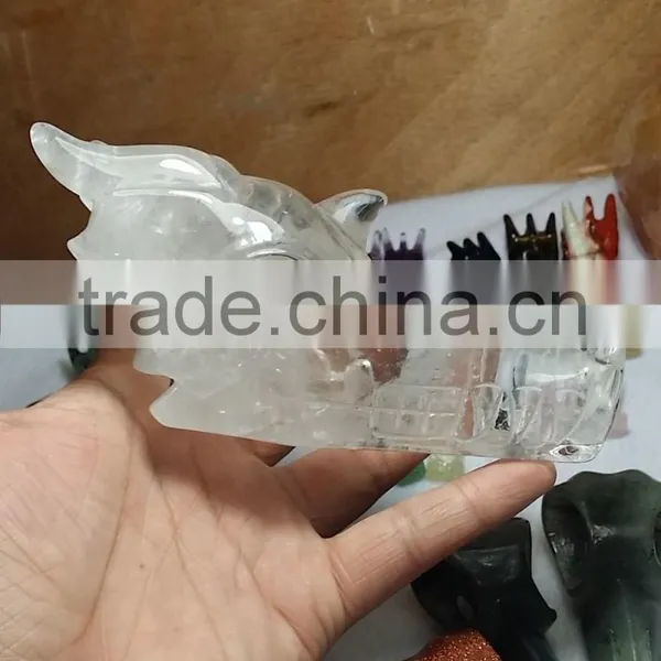 Natural Rock Transparent Crystal Dragon Skull for Decoration photo-2
