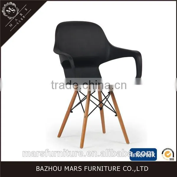Cheap Wood Leg Plastic Chairs for Restaurant Cafe photo-3