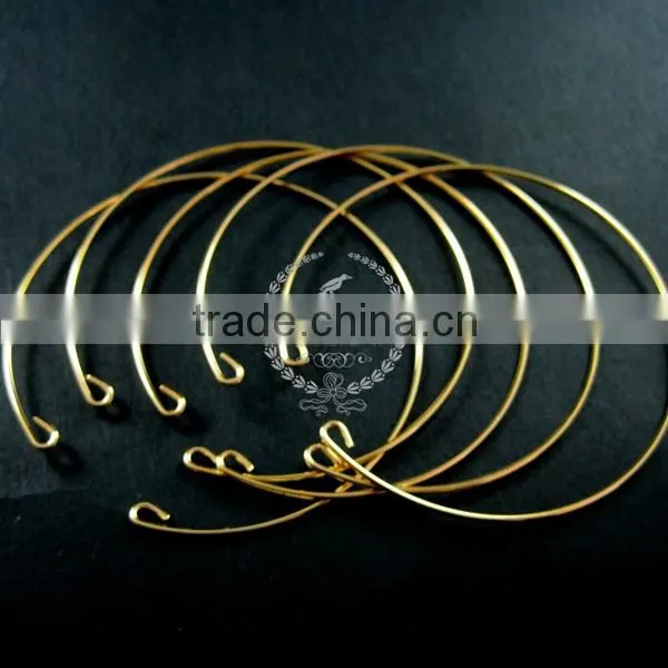 65mm Diameter 1mm Thick 14K Light Gold Plated Simple Wiring Bracelet DIY Bangle Supplies 1900052 photo-2
