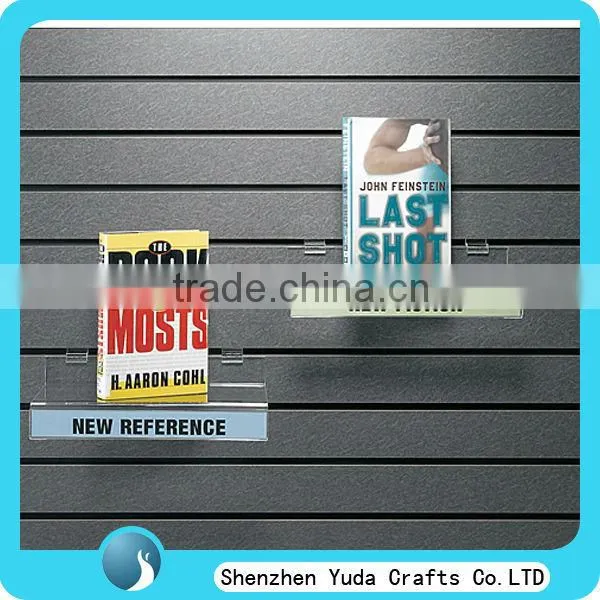 Slatwall Acrylic Shelf Clear Wall Mounted Plastic Slatwall Display Shelf for Brochure