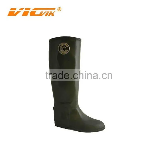 Breathe Freely Lining Boots With Metal Button Ladies Rubber Rain Boots
