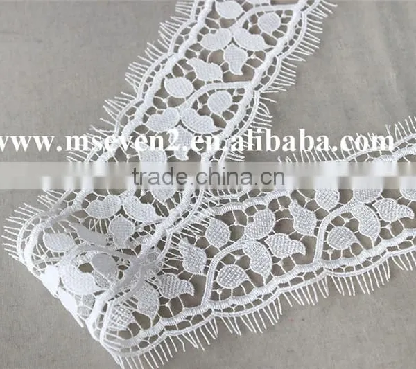 6cm Width High Quality 100% Polyester White Color Lace Trim Eyelash Lace Trim African Lace Embroidery Fabric for Wedding Dress photo-2