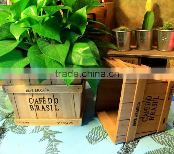 Wooden Flower Pot Double Lattice Handle Flower Pot photo-5