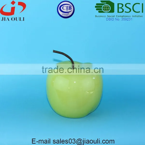 BSCI Audit Factory Popular Home Decor Ceramic Apple Figurine, Ceramic Green Apple Decorative Fruit photo-3