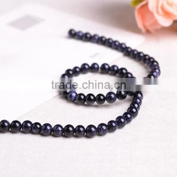 Natural Blue Gold Stone Round Diy Beads for Jewelry Slider Beads for Bracelets photo-2