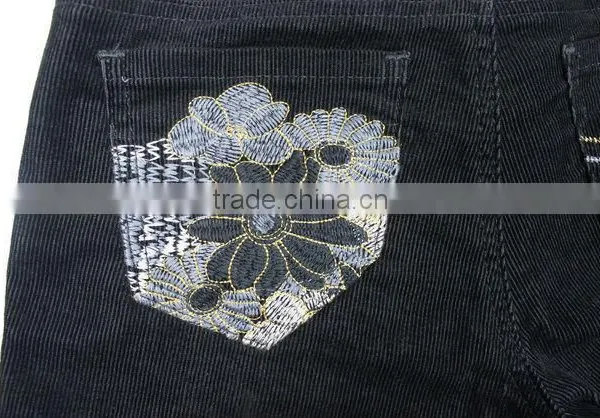 New Fashion Design Golden Button Corduroy Embroidered Shorts/pants With Folded Hem photo-5