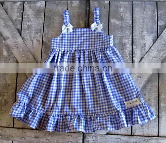 2017 New Style Baby Clothes Cheap Wholesale Red and Blue Children's Boutique Summer Baby Girl's Plaid Dress photo-4