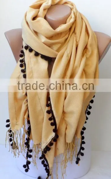Jasmine Ruffle Pashmina Scarfs Ruffle Pashmina Scarves Pompom Scarf Frilly Women Scarf Wedding Scarf Jasmine Scarfs Fashion Acce photo-6