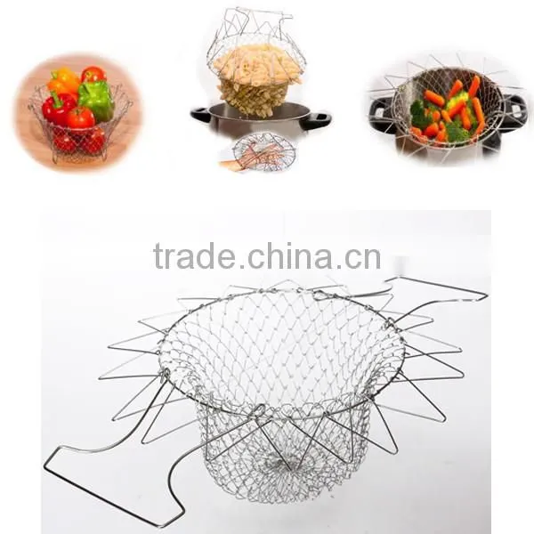 2016 New Arrival Hot Sale Foldable Steam Rinse Strain Fry Chef Basket Strainer Net Kitchen Cooking Too photo-5