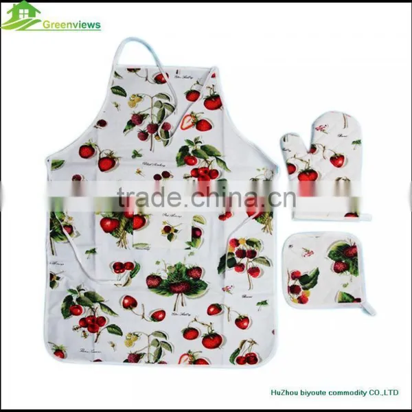 Cotton Cartoon Chef and Apron Kids Baking Kitchen New Designs Apron Set Oven Mitt&potholder&apron photo-2