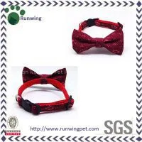 Fashional Claret Printed Canvas Dog Bow Tie Collar for Sale