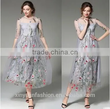 Wholesale High Quality Hand Embroidery Designs for Girls Dress Hollow Section Sexy Maxi Dress photo-2