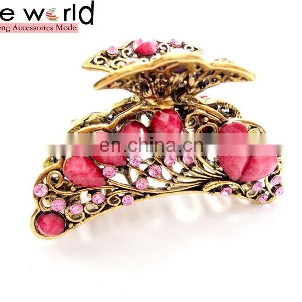 Europen Retro Metal Rhinestone Jewel Hair Claw Clip photo-3