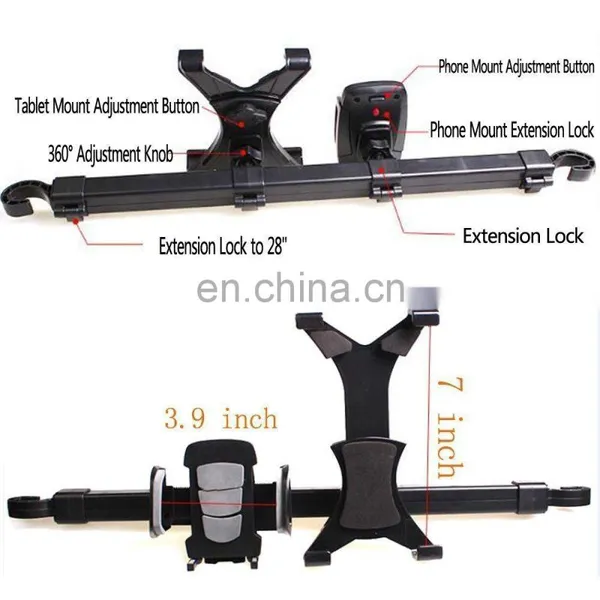 2 in 1 360 Degree Rotation Car Headrest Mount Holder for Tablet and Smartphone for IPad Fit All Under 10 Inch Screens photo-4