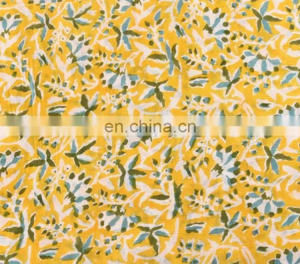 Indian New Floral Fabric Wholesaler Hand Block Printed Designer Sanganeri Cotton Running photo-3