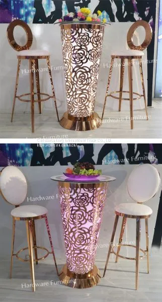 Gold stainless steel bar table