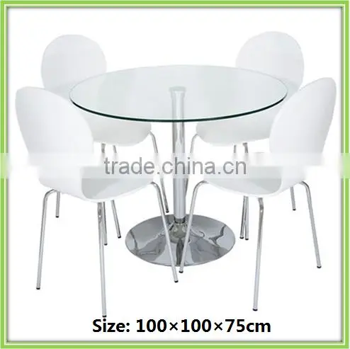 Tempered Glass Metal Frame Round Cheap 4 Seater Dining Set
