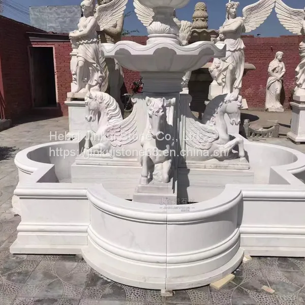 Customized White Marble Pegasus Fountain photo-2