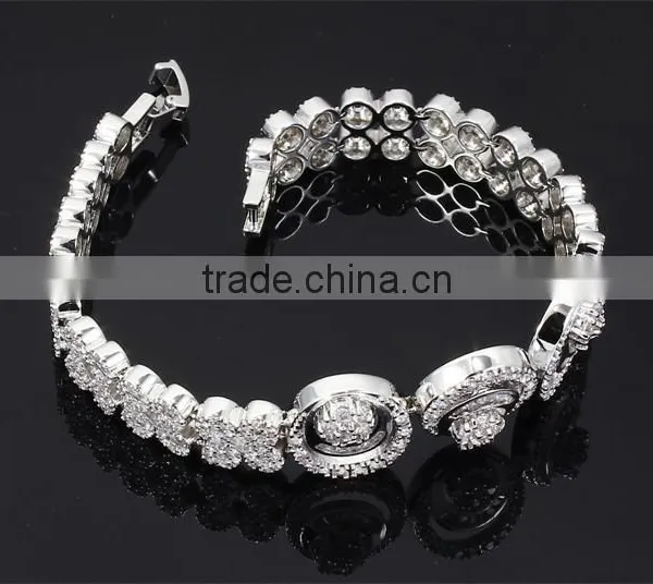 Round Top AAA Quality Cubic Zirconia Dubai White Gold Luxury Bridal Jewelry Set photo-4