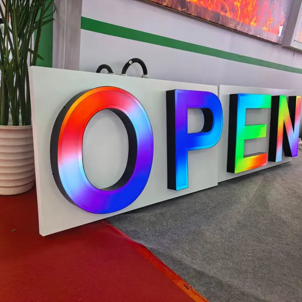3d Full-color Led Outdoor Advertisements Glowing Seven-color Steel Billboards For Store And Bar Promotion
