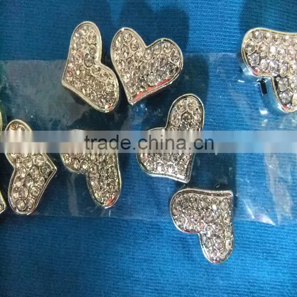 Produce Slide Diamond Hearts Wholesale Diamond Letter 10 mm Full Rhinestone Heart Charm photo-3