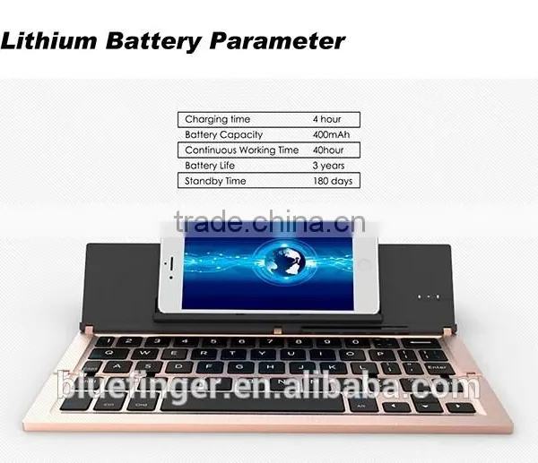 Dongguan Manufacturer Durable Foldable Bluetooth 3.0 Keyboard Aluminum Alloy for IPad,iPhone,smart Phones and Tablets With View photo-4