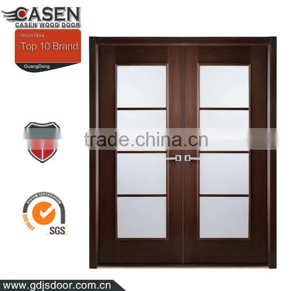 Fancy Design Solid Black Walnut Wooden Glass Interior Pocket Door photo-3