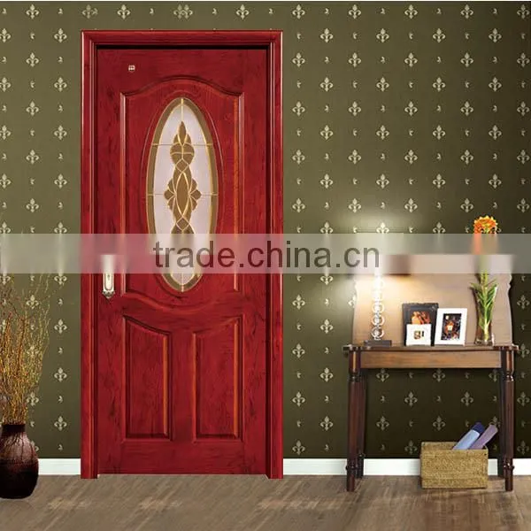 100% Solid Wood Dampproof Art Glass Insert Door for Bathroom photo-6