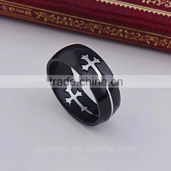 Unique Charming Jewelry for Men and Women Detachable Cross High Polished Stainless Steel Gold Silver Plated Rings photo-3