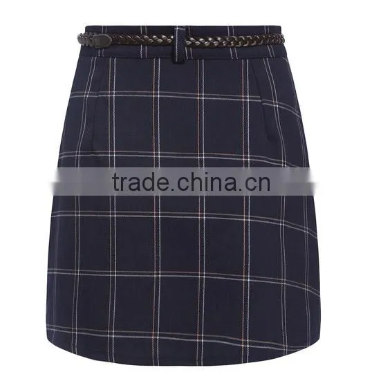 Lady's Fashion Single Breasted Plaid Skirt photo-2