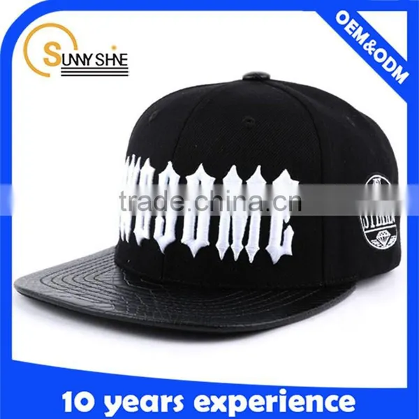 Custom Snapback Wholesale 3d Puff Acrylic Snapback Hats Leather Brim Hats Hip Hop photo-2