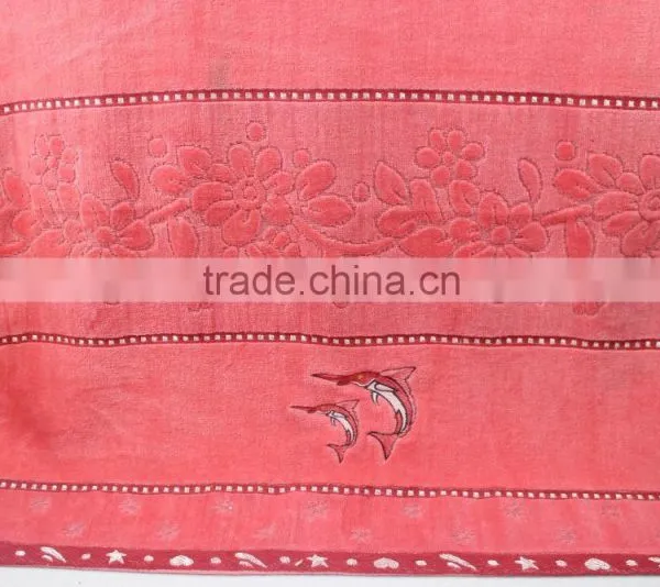 Jacquard Velour Cheap Fancy Bath Towel With Embroidery photo-3