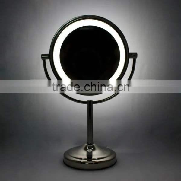 Rotating Compact Mirror, Double Sides Makeup Mirror With Light, Desk Mirror, Metal Compact Mirror photo-2