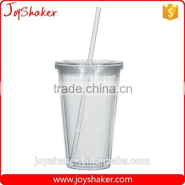 Wholesale Price Joyshaker Paper Insert Plastic Cup, 450ml Double Wall Sipper Drink Cup photo-2