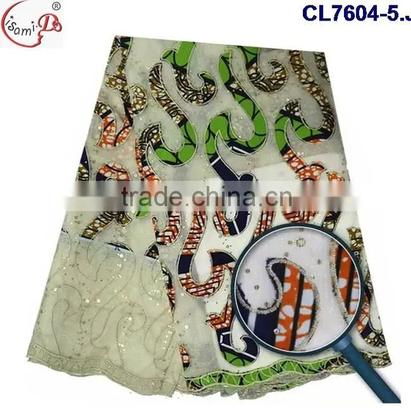 CL7604 Hot Sell African Market Wax Lace Fabric for Women Making Dress,ankara Lace photo-5