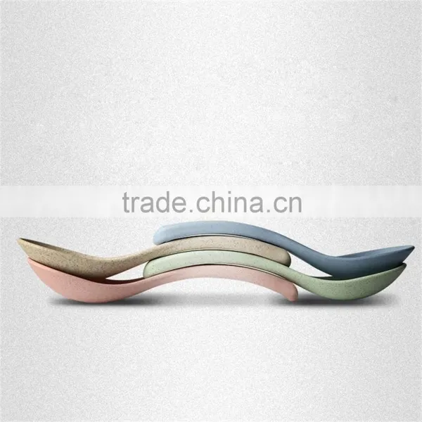 Wheat Straw Plastic Tableware Colorful Spoon Set photo-3