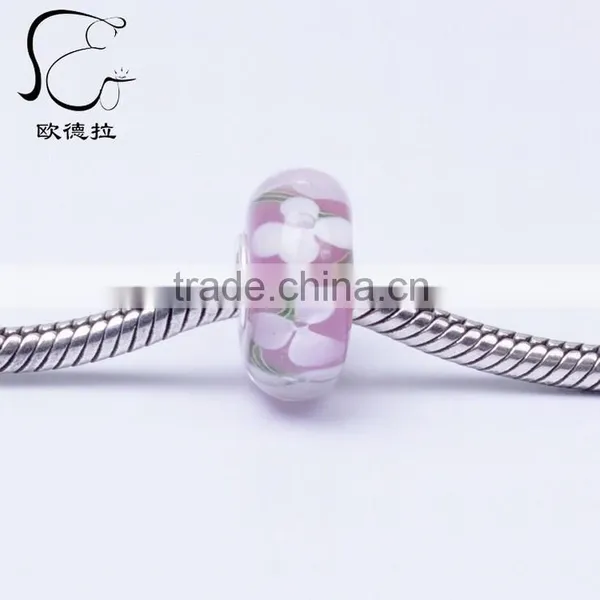 Cheap Blown Hollow Glass Beads With 925 Silver Tube photo-2
