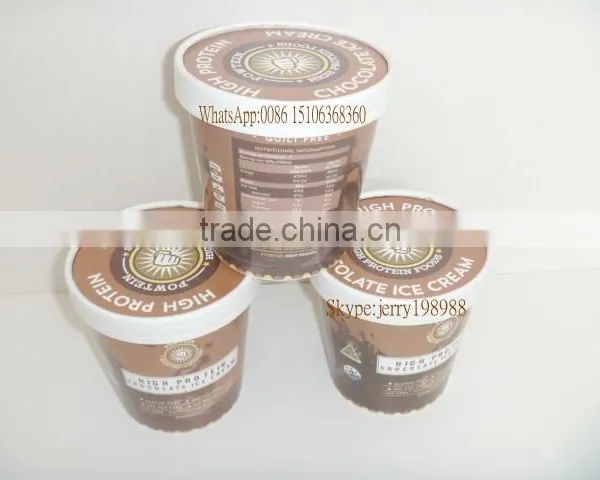 550ml Paper Ice Cream/dessert/Yogurt Container, Cup With Flat Lid,Spoon,Wooden Stick photo-3