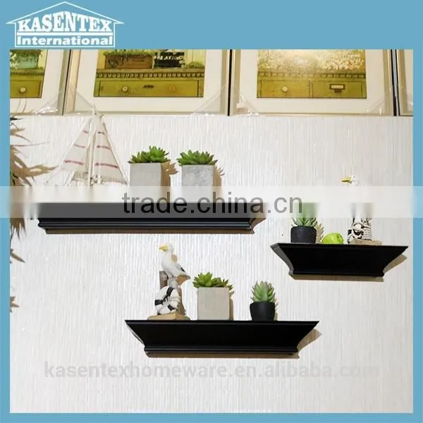 Black Three-piece Wooden Wall Mounted Rack