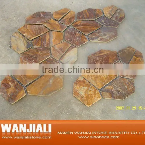 Rusty yellow slate flagstone