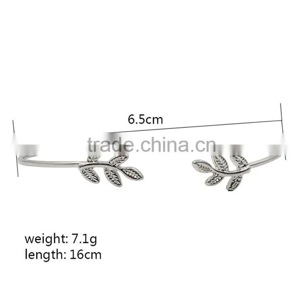 >>>2015 New Design Leaves Gold & Silver Plated Stretch Bracelets & Bangles Thin Fashion Open Bangle/ photo-5