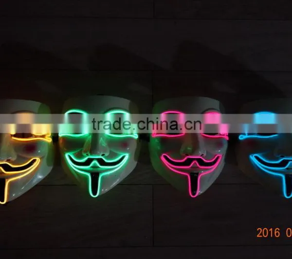 EL WIRE V for Vendetta Mask Party Mask / EL Light Halloween Mask / EL Wire V For Vendetta Mask photo-4