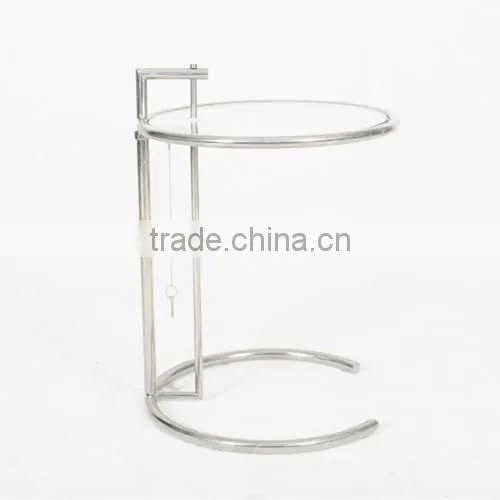 Modern Small Round Glass Table Eileen Gray Adjustable Glass Table photo-2