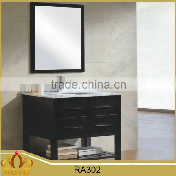 Classic Waterproof Marble Top Hung MDF Bathroom Mirror Cabinet RA302 Supplier's Choice